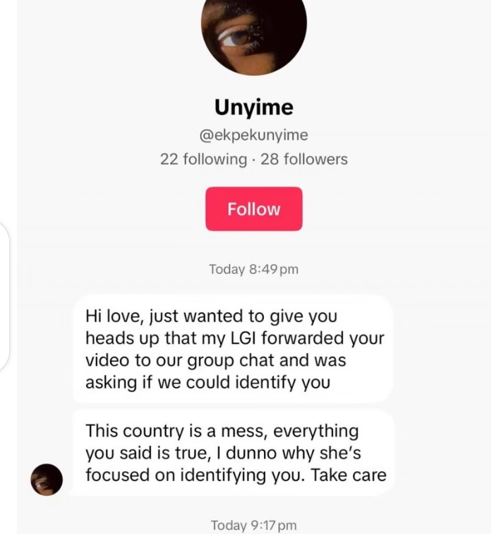 Message from a corp member