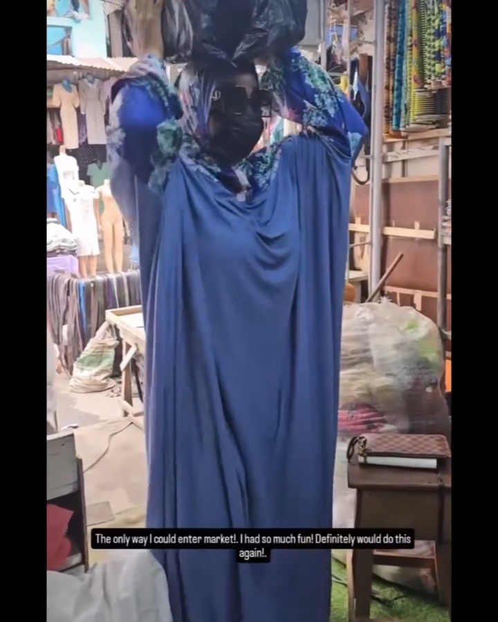 Actress, Bimbo Ademoye Disguises Self, Shops In Popular Market