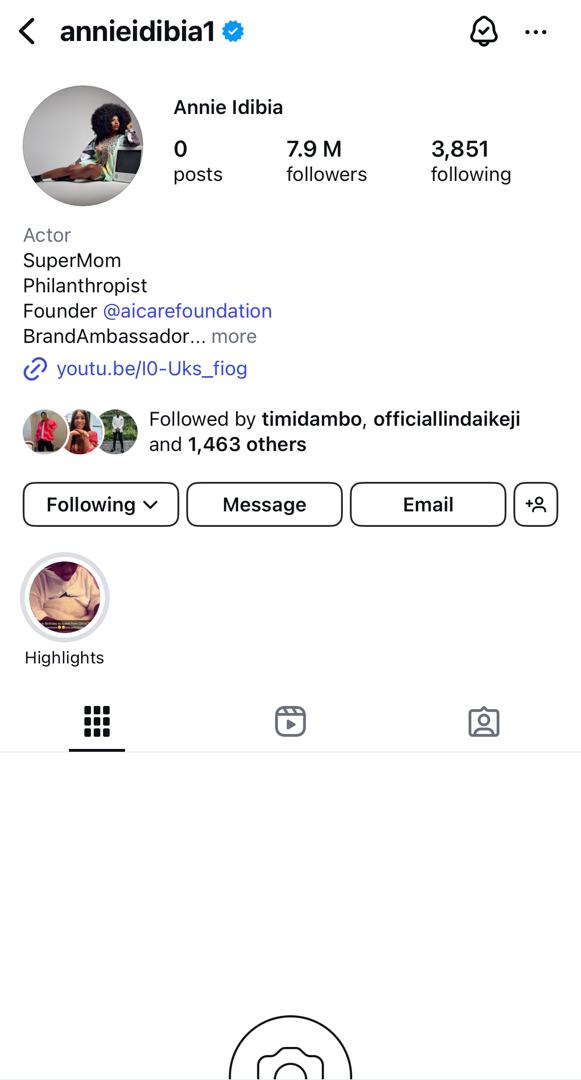 Divorce Saga: Annie Idibia Deletes All Instagram Posts 