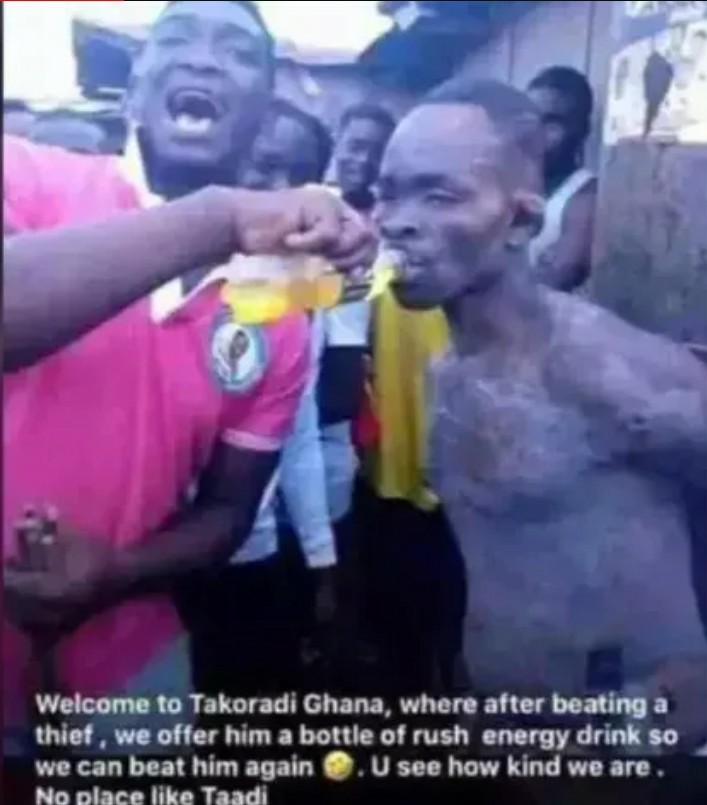 Youths Revive Thief With Energy Drink For Second Round Of Beating in Ghana | Daily Report Nigeria