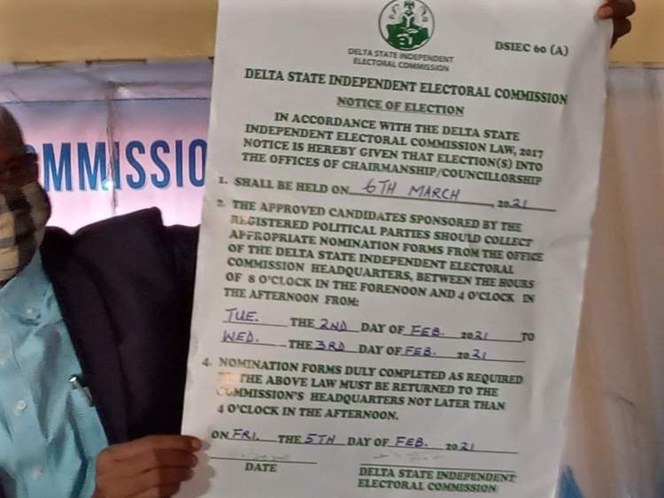 LG Polls: DSIEC Announces Date For Elections in Delta | Daily Report Nigeria