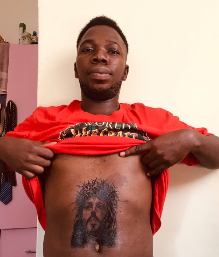 Mixed Reactions As Man Tattoos 'Jesus Christ' On Stomach... (PHOTOS) | Daily Report Nigeria