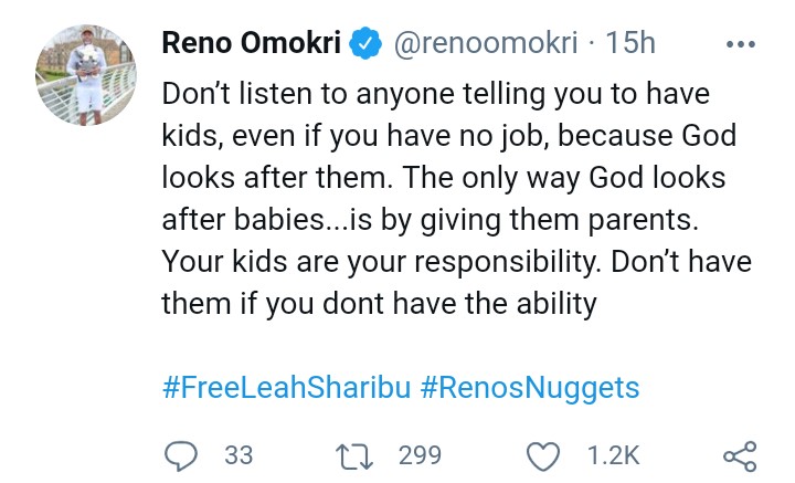 Don't listen to anyone telling you to have kids without a job - Reno Omokri | Daily Report Nigeria