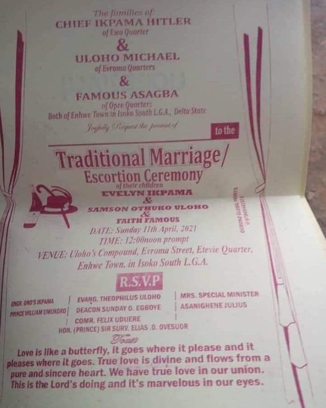 Delta Man Set To Wed Two Women Same Day | Daily Report Nigeria