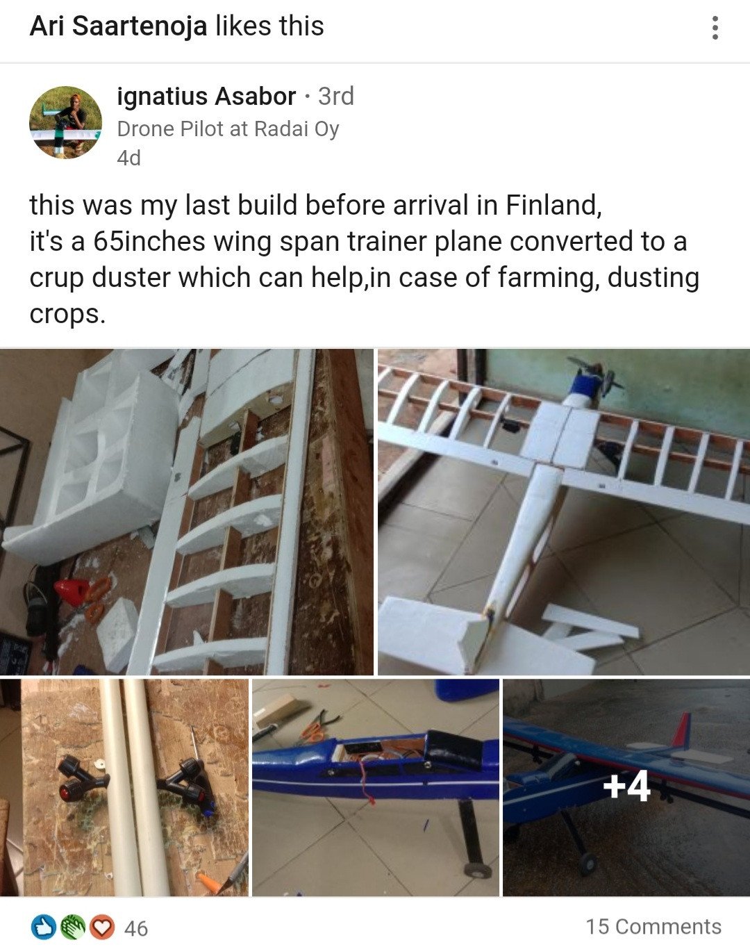 Nigeria Drone Builder Flown to Finland by Foreign Company