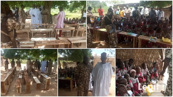 Soldier Deployed to Sambisa Forest Builds Chairs, Tables for School Kids | Daily Report Nigeria