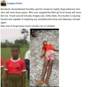 Teenage Girl Found Dead With Hands Chopped Off in Delta | Daily Report Nigeria