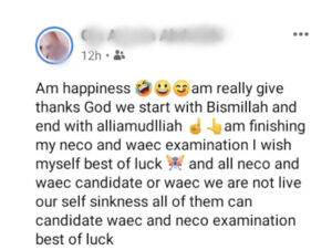 ''AM Happiness'' - Secondary School Student Writes as He Celebrates Completetion of His WAEC