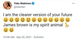 "James Brown is my Spirit Animal"- Toke Makinwa Reveals | Daily Report Nigeria