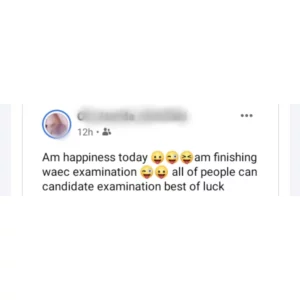 ''AM Happiness'' - Secondary School Student Writes as He Celebrates Completetion of His WAEC