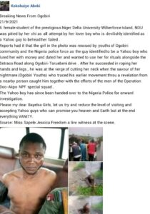 Man Arrested While Trying to Behead His Girlfriend in Bayelsa | Daily Report Nigeria