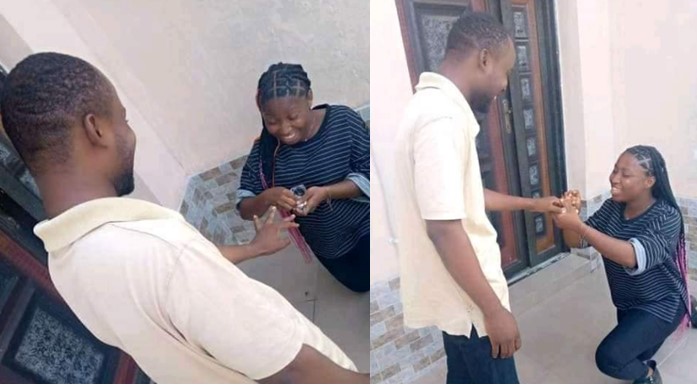 Reactions as Nekede Poly Student Proposes to Her Long Time Boyfriend | Daily Report Nigeria