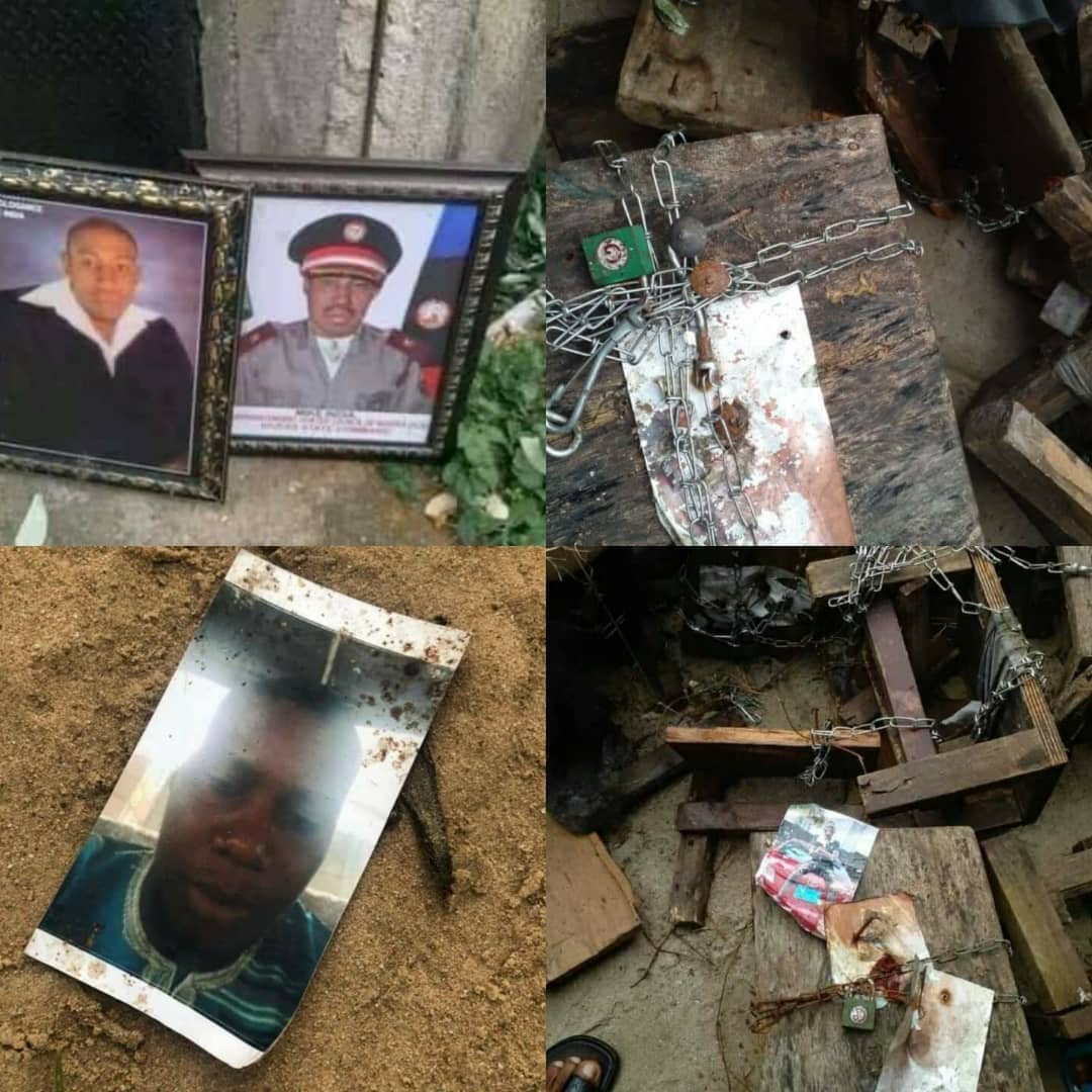 Photos of Men and Women "in chains" Discovered in a Shrine after Native Doctor was Allegedly Caught Burying a Three-month-old baby Alive | Daily Report Nigeria