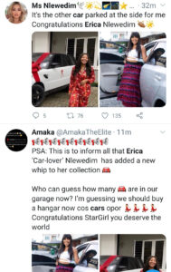 BBNaija's Angel and Erica Acquires New Range Rover Vehicles | Daily Report Nigeria