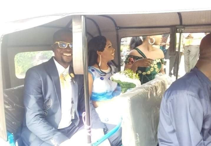 Comedian Anointed Aboki, Wife Arrives Wedding Venue in a Tricycle | Daily Report Nigeria