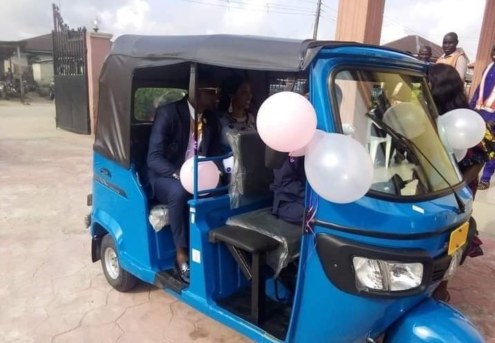 Comedian Anointed Aboki, Wife Arrives Wedding Venue in a Tricycle | Daily Report Nigeria