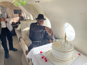 Ex-President Goodluck Johnathan Celebrates 64th Birthday in a Private Jet [PHOTOS] | Daily Report Nigeria