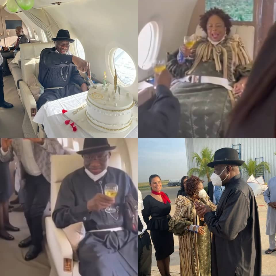 Ex-President Goodluck Johnathan Celebrates 64th Birthday in a Private Jet [PHOTOS] | Daily Report Nigeria