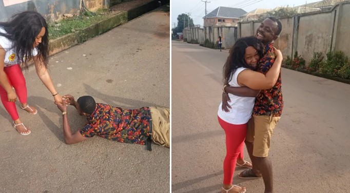 Comedian Echofe Prostrate as He Propose to His Girlfriend, She Accepts | Daily Report Nigeria