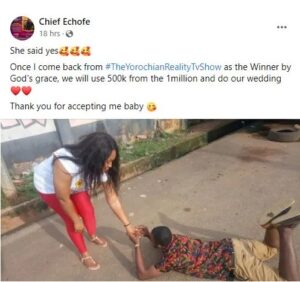 Comedian Echofe Prostrate as He Propose to His Girlfriend, She Accepts | Daily Report Nigeria