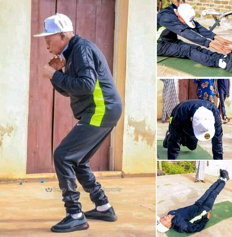 Reactions as 83-Year-Old Alaafin of Oyo is Pictured Exercising [PHOTOS] | Daily Report Nigeria