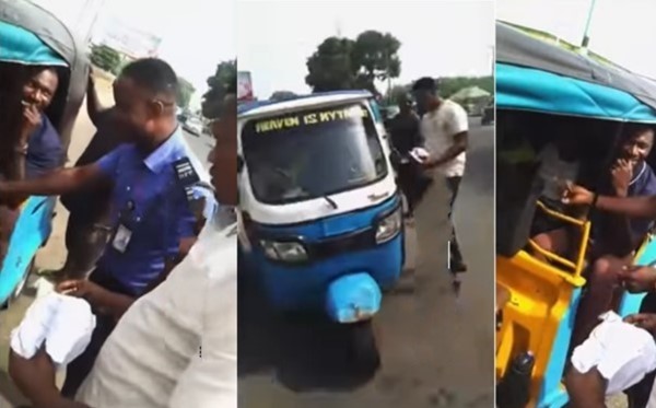 Heart Warming Moment Police Officer Stops Keke Napep and Distributes Money For Christmas to all Passengers [VIDEO] | Daily Report Nigeria