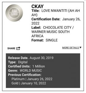 Joy as Ckays's 'Love Nwantiti' Goes Platinum in The US | Daily Report Nigeria