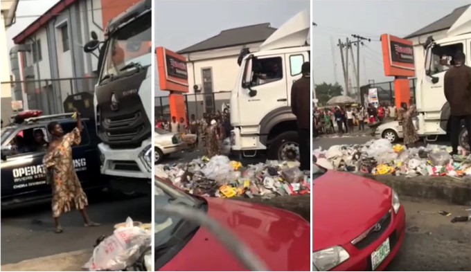 Moment Mad Woman Stopped a Moving Truck With Her 'Super Powers' [WATCH] | Daily Report Nigeria