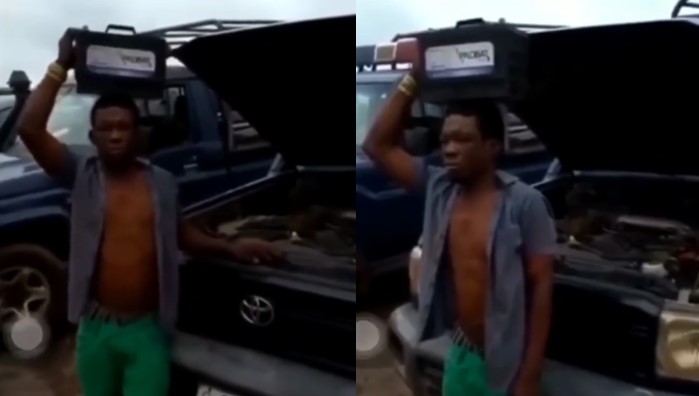 'Brave Thief Nabbed After Stealing Battery From Police Patrol Van in a Police Station [VIDEO] | Daily Report Nigeria