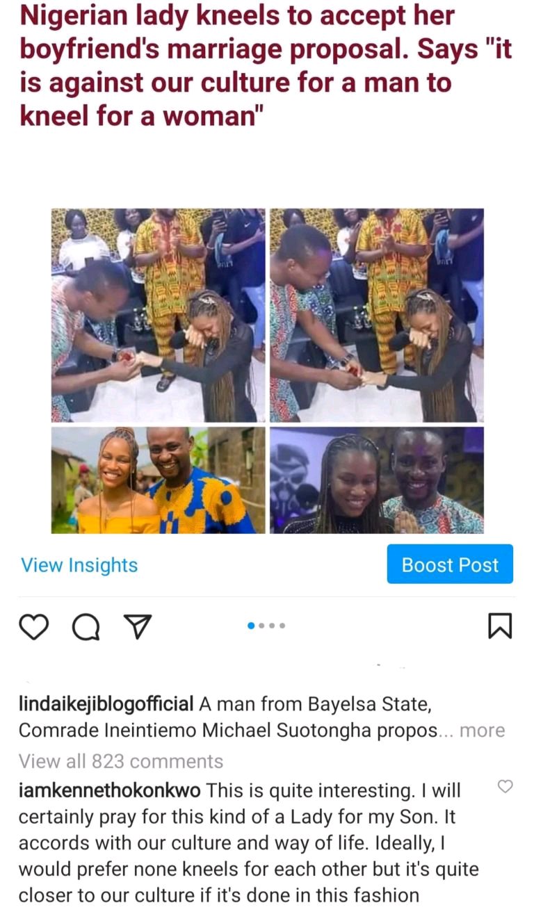 Actor Kenneth Okonkwo Reacts to Lady who knelt to Accept Her Boyfriend’s Proposal | Daily Report Nigeria