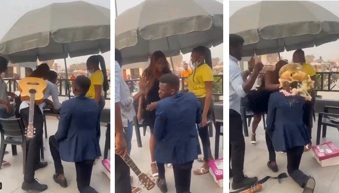 Lady Gives Hot Slap to Man Who Proposed To Her, Smashes Cake on His Head [VIDEO] | Daily Report Nigeria