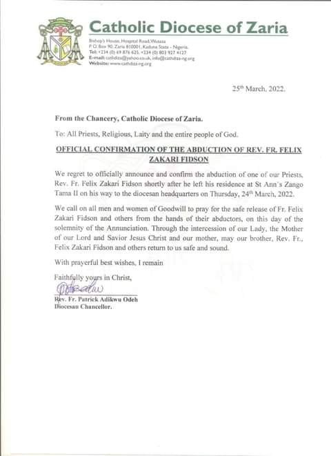 BREAKING: Again, Bandits Kidnap Catholic Priest in Kaduna | Daily Report Nigeria