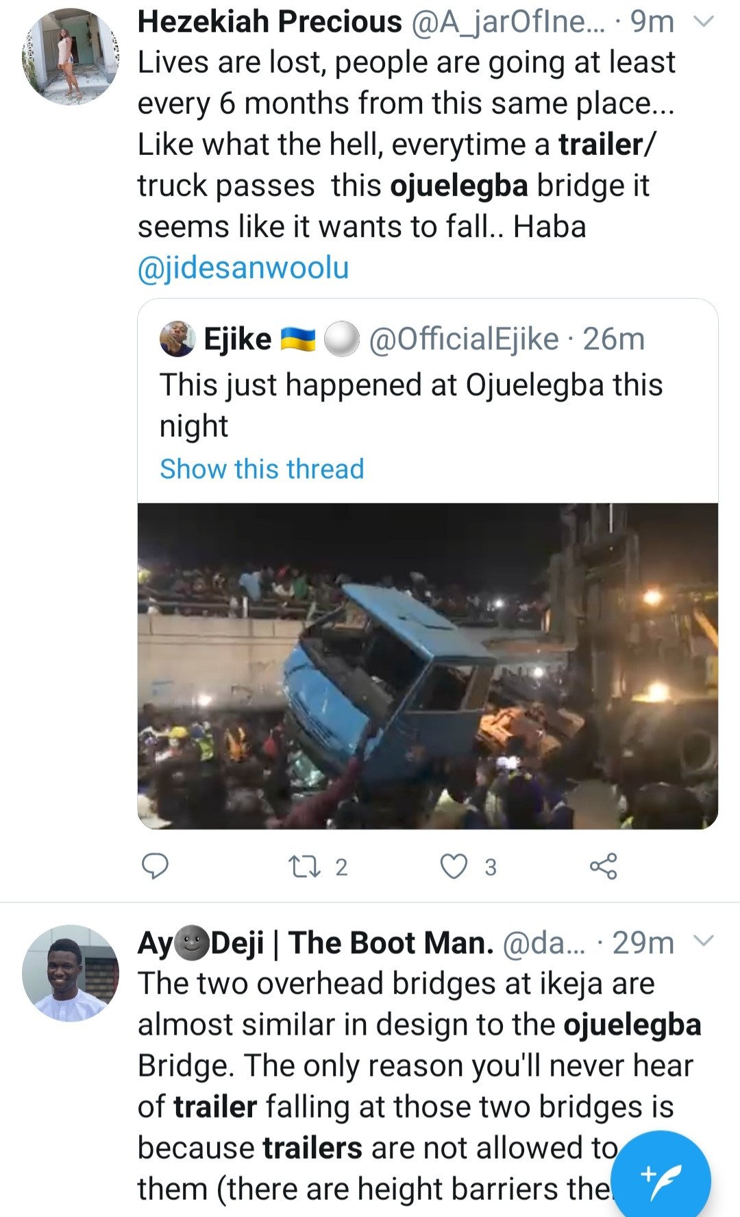 Many Feared Dead As Trailer Falls From Bridge In Ojuelegba | Daily Report Nigeria