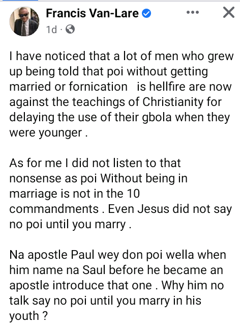 Jesus Didn't Speak Against Premarital Sex, Apostle Paul Did- Man Argues | Daily Report Nigeria