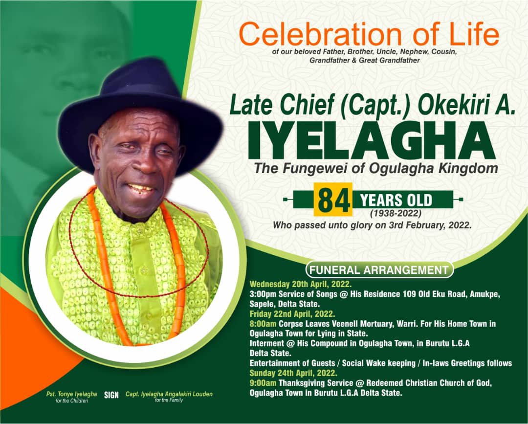 Fungewei of Ogulagha Kingdom, Chief (Capt) A.O Iyelagha For Burial April 22 | Daily Report Nigeria