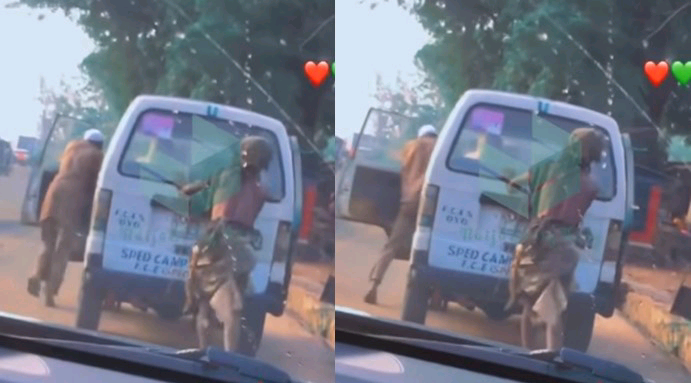 Reactions as Madman Helps Bus Driver Push Vehicle | Daily Report Nigeria