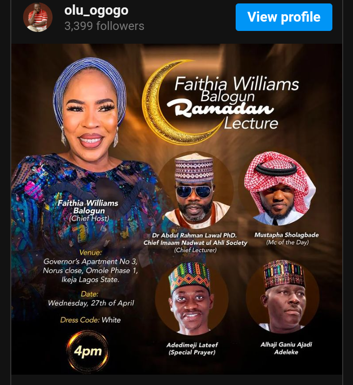 Ramadan: Actress Faithia Williams Hosts Lecture with Colleagues | Daily Report Nigeria