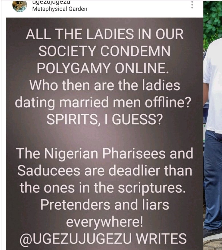 "All Ladies Condemn Polygamy Online, Who Then Are The Ladies Dating Married Men Offline? - Ugezu Ugezu Asks | Daily Report Nigeria