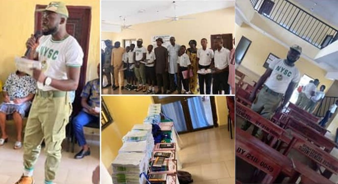 Corp Member Renovates Classroom, Donates Educational Materials Worth 600k to School | Daily Report Nigeria