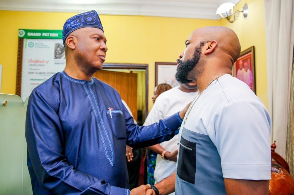 PHOTO: Saraki Welcomes Banky W to PDP | Daily Report Nigeria