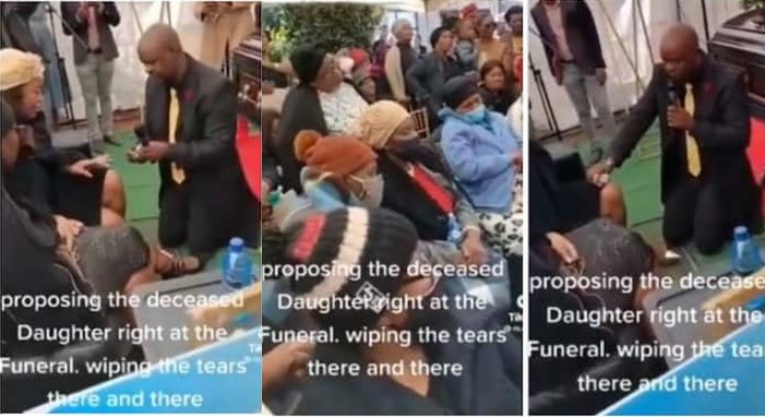 Reactions as Man Proposes To a Woman at Her Father's Funeral | Daily Report Nigeria