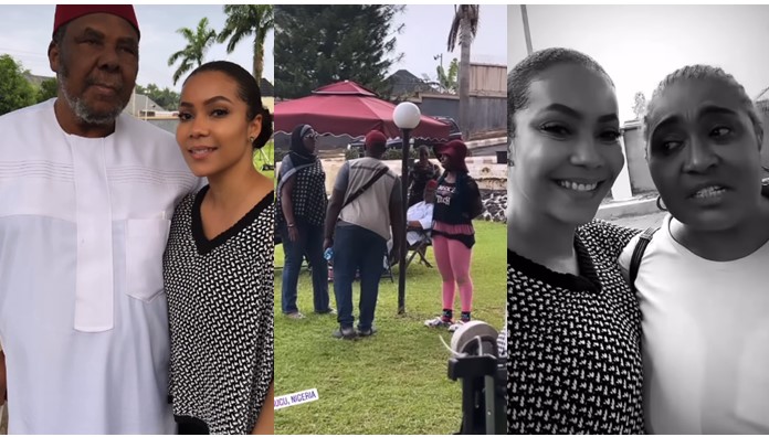 Fans React To A Video Of BbNaija Maria On A Movie Set With Pete Edochie, Others | Daily Report Nigeria