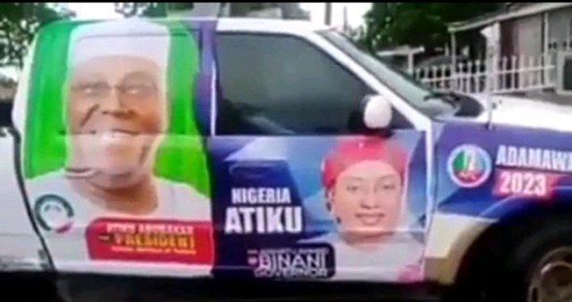 2023: Man Uses One Vehicle To Campaign For Both PDP, APC In Adamawa (Photos) | Daily Report Nigeria