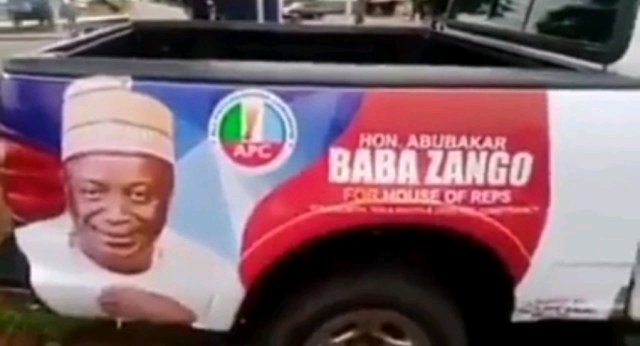 2023: Man Uses One Vehicle To Campaign For Both PDP, APC In Adamawa (Photos) | Daily Report Nigeria