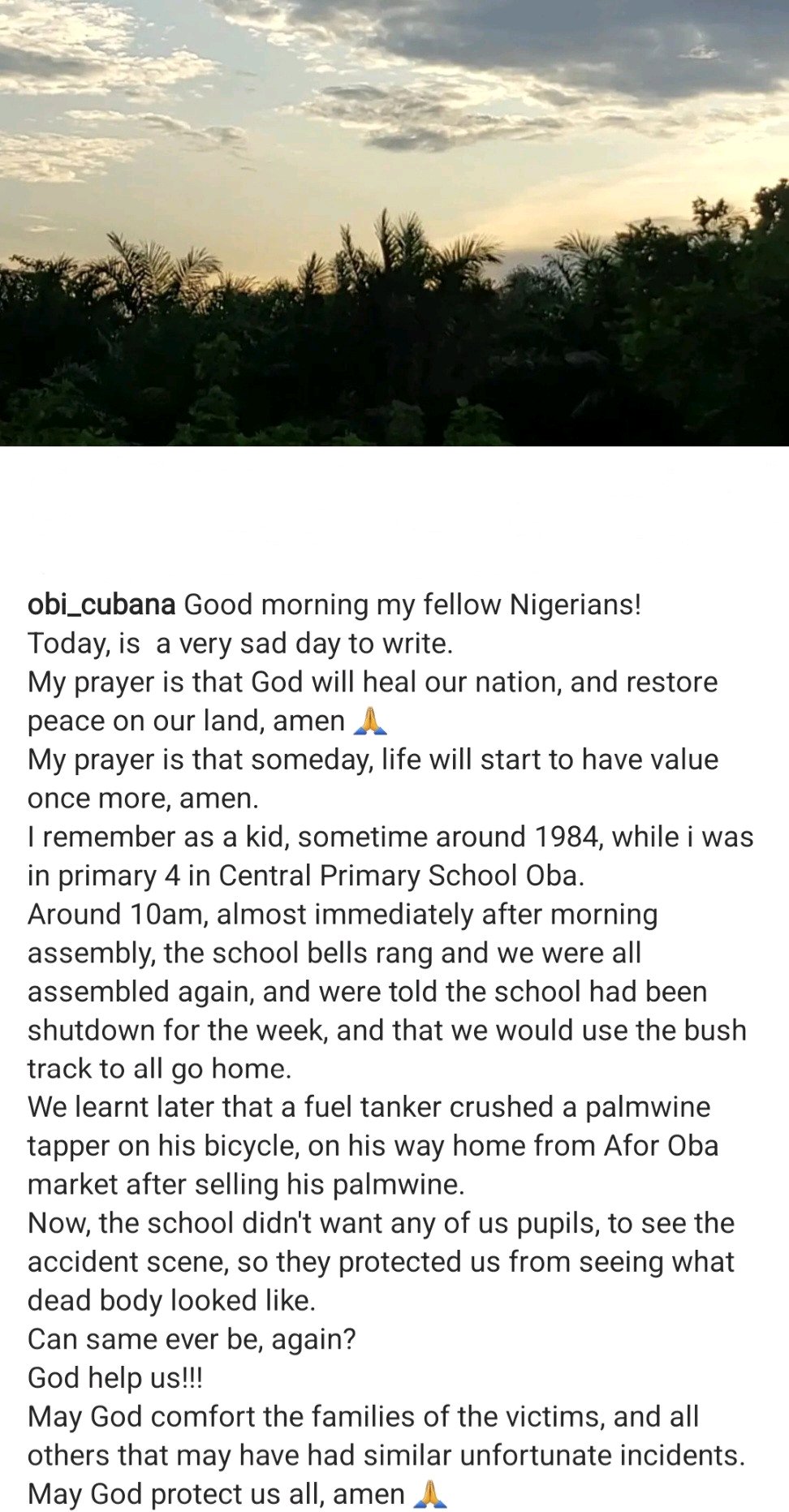 We Were Protected from Seeing Dead Bodies Then– Obi Cubana Laments Over Present Insecurity in Nigeria | Daily Report Nigeria