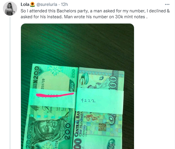 This is The Kind Of Energy I Want This Year" – Lady Says As Man Drops Phone Number In Naira Notes | Daily Report Nigeria