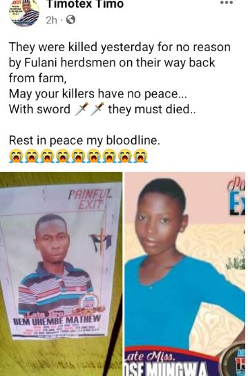 Fulani Herdsmen Kill Farmer, 15-Year-Old Girl In Benue | Daily Report Nigeria