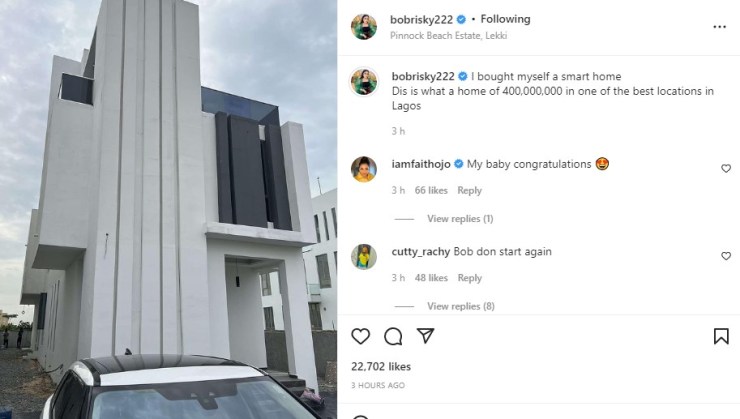 Bobrisky Brags, Shows Off His N400 Million Mansion In Lekki | Daily Report Nigeria