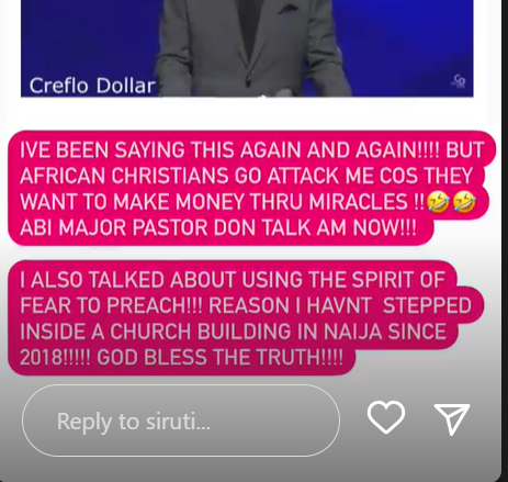 Reason I've Not Gone To Church Since 2018 - Uti Nwachukwu Reveals | Daily Report Nigeria