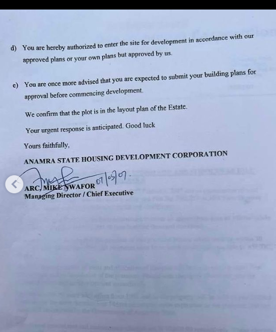 Letter Peter Obi Wrote, Rejecting Lands Allocated To Him As Governor Of Anambra State in 2007 | Daily Report Nigeria